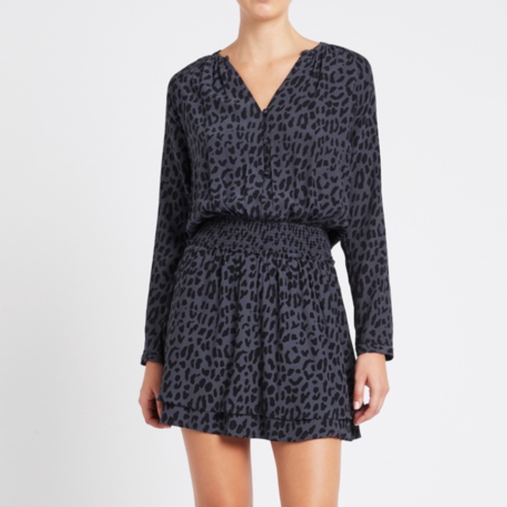 Rails Jasmine Mini Dress in Azure Leopard Blue and Black